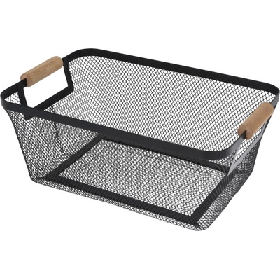 Storage Solutions Kovový košík s dřevěnými rukojeťmi 30,5 x 21,5 x 14 cm