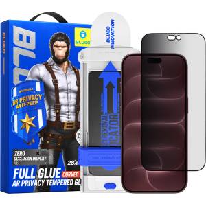 Blueo Извит стъклен протектор за iPhone 18 Pro Max - Anti-Peep AR Privacy 3D Curved Glass with Applicator Pro - Blueo - Черен