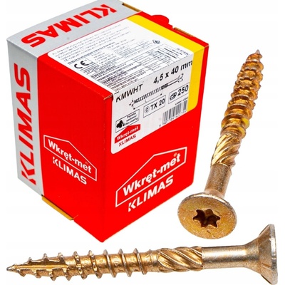 Klimas Wkret-Met TX 4,5x40mm - 250 ks - Skrutky / Vruty do dreva so zapustenou hlavou, WKCS