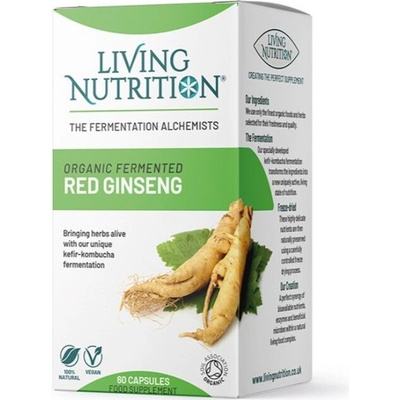Living Nutrition Fermentovaný bio červený ženšen nejlepší 'životabudič' 60 kapslí