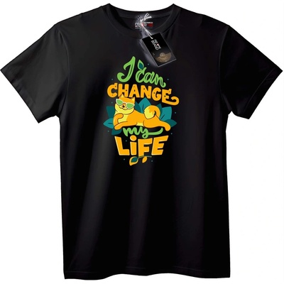 NOONEBRAND Тениска Мога да променя живота си котка - 2XL, Black