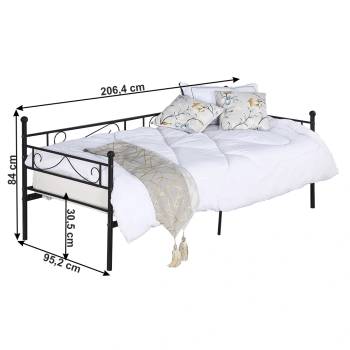Метално легло тип диван Rozali 90 cm черно