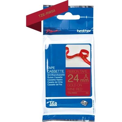 Brother TZE-RW54 zlatý tisk/vínově červený podklad 24 mm x 4 m originální páska