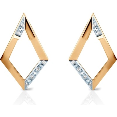 SAVICKI Rhombus обеци: двуцветно злато. диаманти