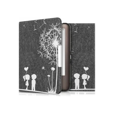 kwmobile Флип калъф с дизайн глухарчета за Tolino Shine - сив