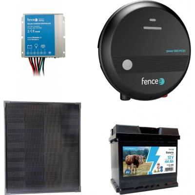 Fencee Sada solární elektrický ohradník s výkonem 3J, solární panel 40 W, regulátor a 12V baterie 44 Ah