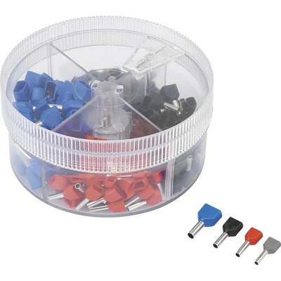 TRU COMPONENTS 739884 sada 2násobných dutiniek 0.75 mm², 1 mm², 1.5 mm², 2.5 mm² čiastočne izolované sivá, červená, čier