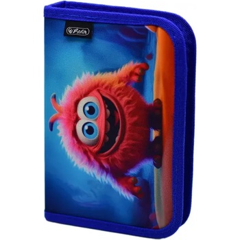 Herlitz Ученически несесер празен, 1 допълнително крило, момчета, Pink Monster - Herlitz