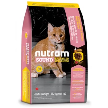 Nutram S1 Nutram Sound Balanced Wellness® Natural Kitten Food, Рецепта с Пиле, Сьомга, Зелена Леща, за малки котета до 1 година, Канада - 1, 8 кг