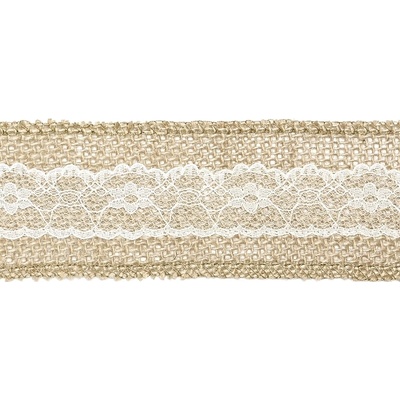PartyDeco.pl Dekorační juta s krajkou, šířka 5 cm, návin 5 m