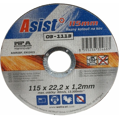Asist Kotouč řezný na kov 115x22,23x1,2mm 03-1115
