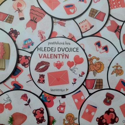 HLEDEJ DVOJICE - postřehová hra - VALENTÝN Provedení: Komplet - hotové aktivity k okamžitému použití