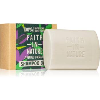 Faith in Nature Lavender & Geranium органичен твърд шампоан с лавандула 85 гр