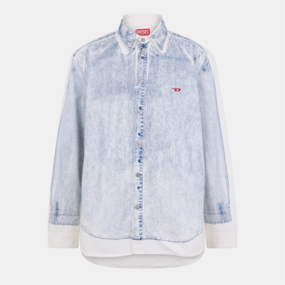 Diesel Риза Diesel Men's Long Sleeve Plain Shirt - Blue Denim