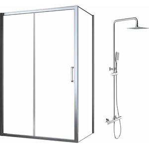 Fluminia Комплект душ кабина Mediterraneo Iris хром 120x90 см и душ колона OMNIRES Y хром (S02RE01-120X90+Y1244X-6/KCR)
