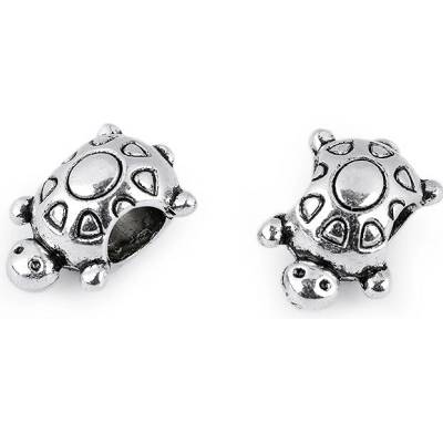 Kovový korálek želva 10x14 mm platina 20 ks