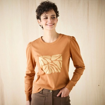 Blancheporte Tričko s dlhými rukávmi s potlačou karamelová