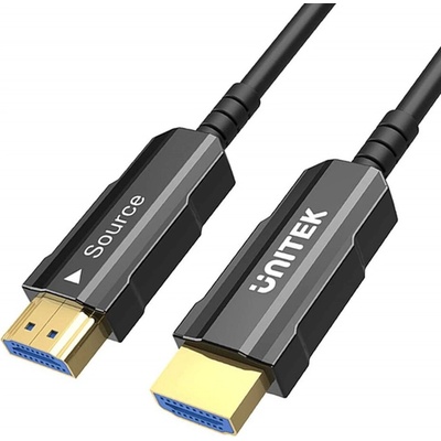 Unitek unitek c11092asl01-10m hdmi оптичен кабел 2.0 aoc, 4k, 60hz, 10m, черен, сребрист (c11092asl01-10m)