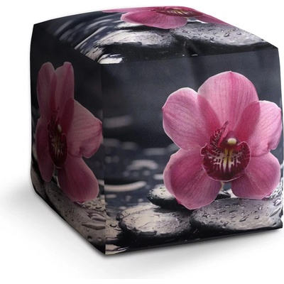Sablio Taburet Kostka Orchidej: 40x40x40 cm