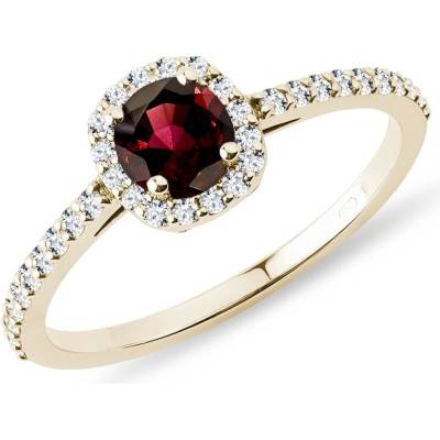 Klenota Prsten s granátem a diamanty ve žlutém zlatě k0317253