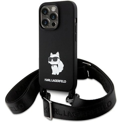 KARL LAGERFELD Кейс Karl Lagerfeld KLHCP15XSCBSCNK за iPhone 15 Pro Max 6.7", твърд, черен / черен, Crossbody Silicone Choupette (3666339167585)