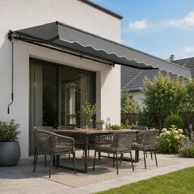 Juskys kloubová markýza 350 x 300 cm polyester 280 g/m² šedá