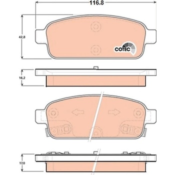 Sada brzdových platničiek kotúčovej brzdy ( na jednu nápravu) TRW GDB1844 GDB1844