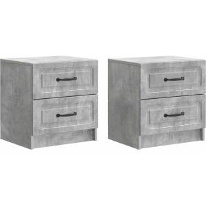vidaXL Нощен шкаф 2 бр. Бетонно сиво 43 x 34, 5 x 44, 5 см (895682)