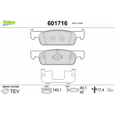 Sada brzdových platničiek kotúčovej brzdy VALEO 601716