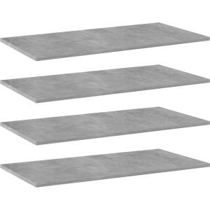 vidaXL Рафтове, 4 бр, бетонно сиви, 80x40x1, 5 см, инженерно дърво (805338)