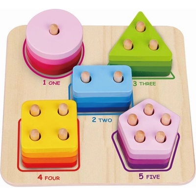 Tooky Toy Дървена низанка геометричен сортер tkf080