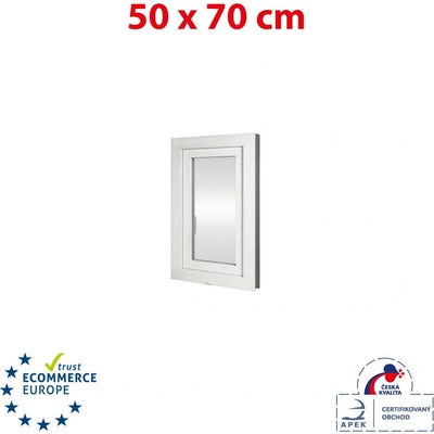 OKNA-HNED.SK Plastové okno 50x70 cm (500x700 mm) biele otváravé aj sklopné ľavé TROJSKLO