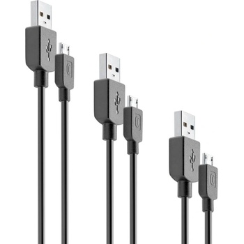 Cellularline Кабели Cellularline - Multipack, USB-A/Micro USB, 0.15 m/1.2 m/2 m, черни (USBDATA3XMICROK)