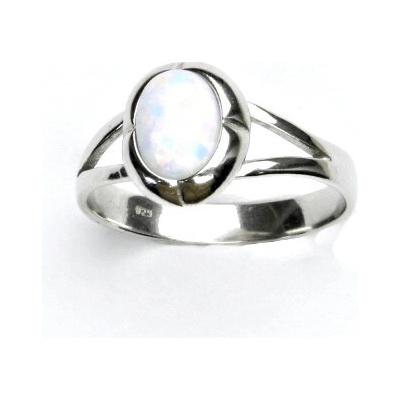 Čištín Stříbrný prsten bílý syntetický opál T 1374