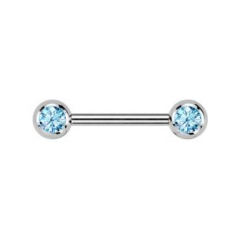 Šperky4U piercing do bradavky TITAN tyrkysové zirkony TIT1435-Q