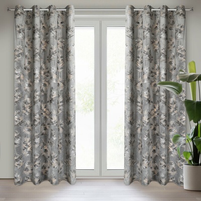 Takoy Záves GLORIA z mäkkého velúru s lesklou potlačou palmových listov 140 x 250 cm-HF-460850 | 140 x 250 cm