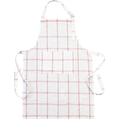 Strömshaga Bílo-červená károvaná kuchyňská zástěra Alma white/red 90*60 cm