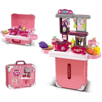 2в1 Малък куфар и кухня с аксесоари - розова