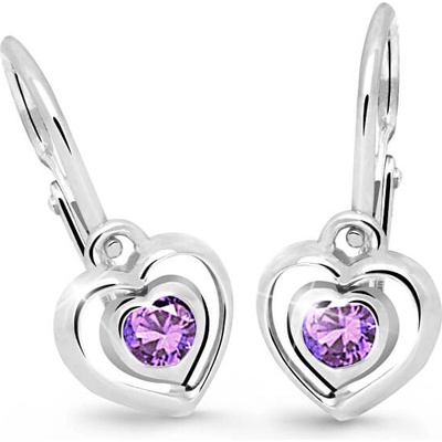 Cutie Jewellery detské srdiečkové náušnice C2752-10-X-2 fialová