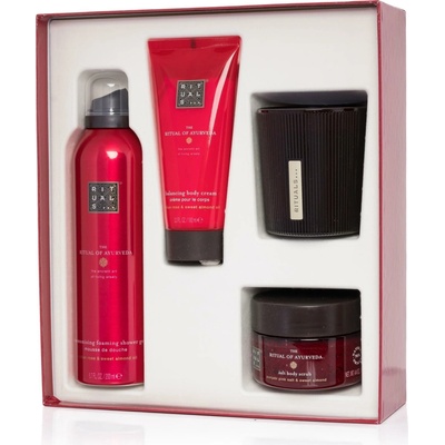 Rituals The Ritual of Ayurveda Medium sprchová pena 200 ml + telový krém 100 ml + telový peeling 140 gr + vonná sviečka 125 gr