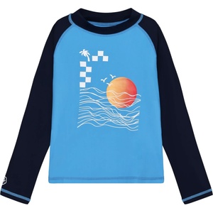 Color Kids Детска плажна тениска от ликра Color Kids Kid's T-Shirt L/S with Chest Print Lycra - Azure Blue - размер 98 (EU) (750-2569-0112)