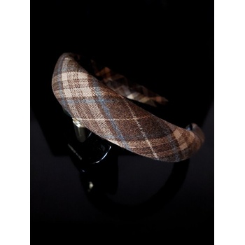 Radi handmade Обемна диадема кафяво и бежаво каре (724)