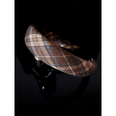 Radi handmade Обемна диадема кафяво и бежаво каре (724)