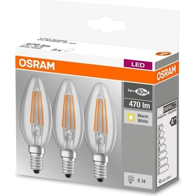 OSRAM LEDVANCE Base CL B 40 FIL E14 4W 2700K 470lm 3x 4058075819313