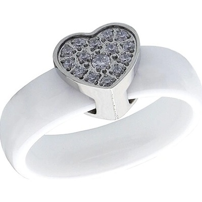 BM Jewellery Dámský keramický prsten srdce se zirkony S431160