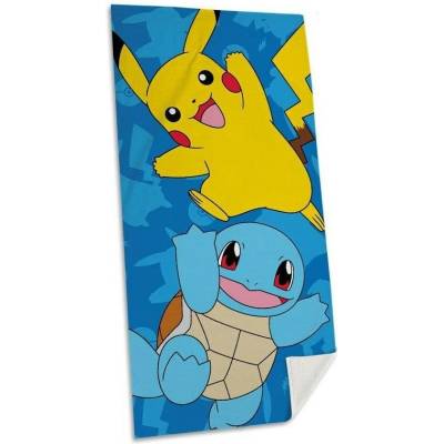 Cerda osuška Pokémon Pikachu a Squirtle 70 x 140 cm modrá