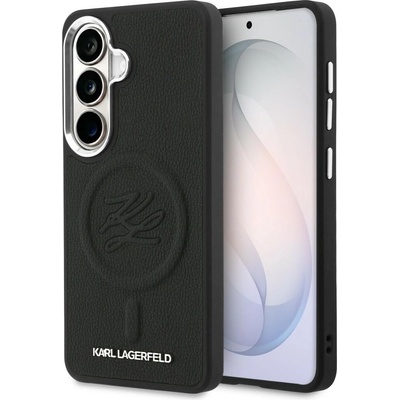 Karl Lagerfeld Leather with Initial Logo Debossed MagSafe Samsung Galaxy S26 Plus Black KLHMS26MPGFKLRDK