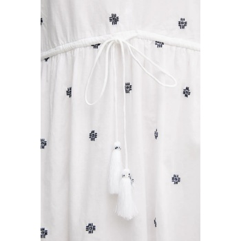 Pepe Jeans Памучна рокля Pepe Jeans DEAL в бяло среднодълга разкроена PL953687 (PL953687)