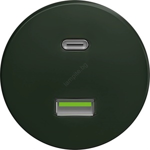Reblig - Ретро USB гнездо A+C без рамка, зелено (RG0091)