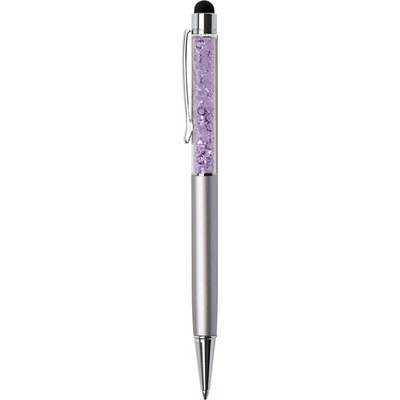 Art Crystella kuličkové pero Touch stříbrná fialové krystaly Swarovski 1805XGT239